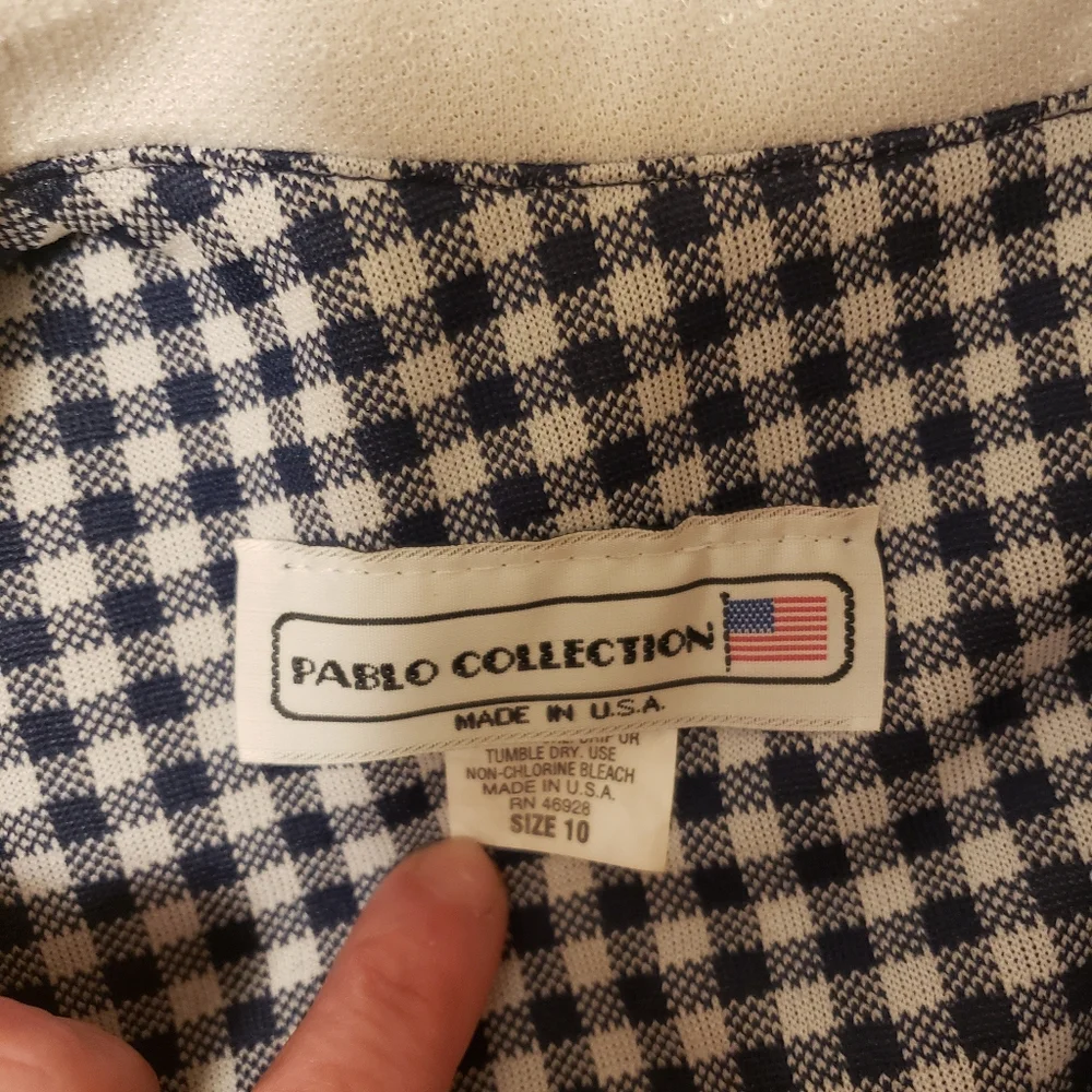 Pablo Collection navy blue and white skirt jacket set, 10 - Picture 9 of 10